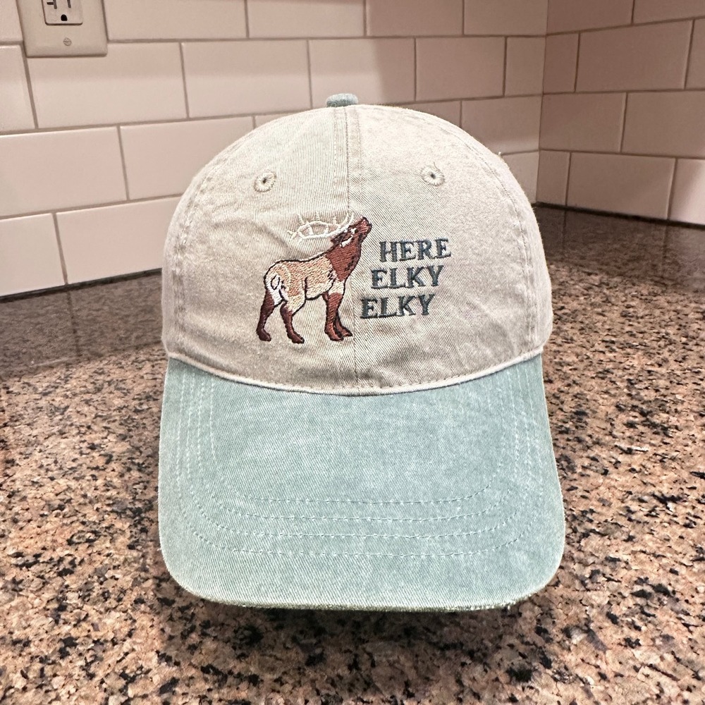 Elk Otto Baseball Cap Hat Adjustable Men One Size Khaki Teal Cotton
